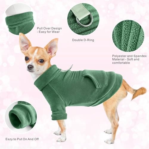 Mosucoirl Pull Chien Hoodie Animaux de Compagnie Manteau Chaud Coton Sweat Shirt Vêtements pour Chiens avec Poches Chien Pull pour Chiens Body (Vert Clair&Vert, XS)