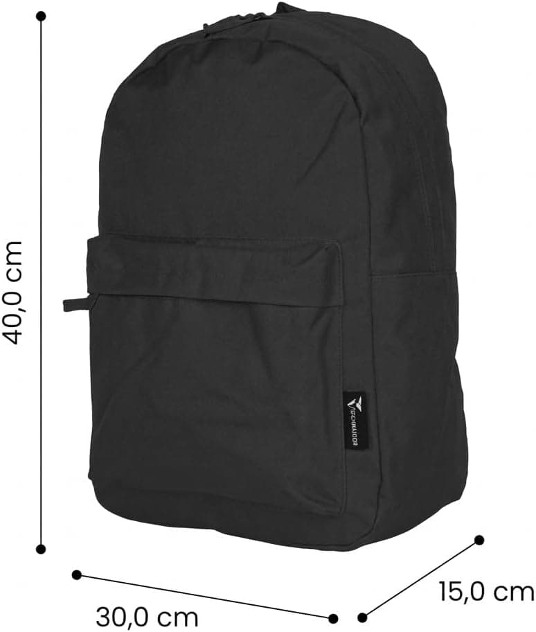 Sac à Dos Casual Unisexe Multifonction 30x15x40 cm – Sac Travail, École et Voyage avec Poches Multiples et Fermeture Zippée – Léger en Polyester 600D PVC – Sac à Dos Spacieux Quotidien (Noir)
