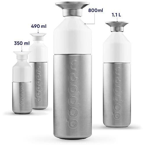 Dopper Steel Bouteille d'eau 800 ml - Gourde Inox - Bouteille Reutilisable sans BPA, acier inoxydable 18/8, anti-fuite - Gourde Metal de sport pour le sport, le plein air et le bureau