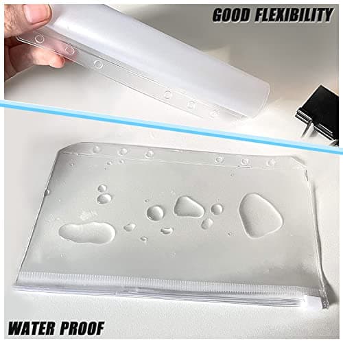 12PCS A5 Taille 6 Trous Pochettes Classeur en Plastique 6 Trous Sacs Zippés à Feuilles Mobiles Dossiers à Glissière des Dossiers Imperméable