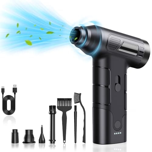 KACNON Moteur sans balais 130000tr/min Max, Souffleur PC Air Comprimé, Dépoussiérants Puissants électrique avec Batterie 7600mAh, Mini Air Comprimé Duster pour Clavier,Voiture, PC