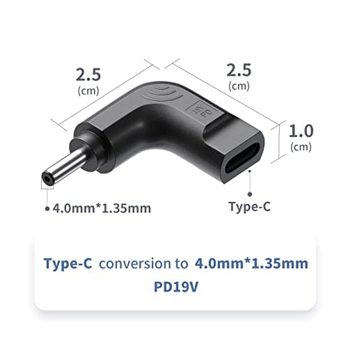 Adaptateur USB c vers DC 4.0 * 1.35mm, Adaptateur USB C vers 19V DC 4mm PD USB C Femelle à DC Mâle Convertisseur de Prise Jack pour ASUS VivoBook Zenbook Transformer Book Ordinateur Portable