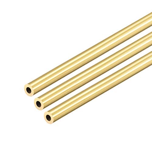 sourcing map Tube Laiton Rond 300mm Longueur 6mm Diamètre Externe 1.5mm Paroi Épaisseur Sans Couture Droit Tuyau 3 Pcs