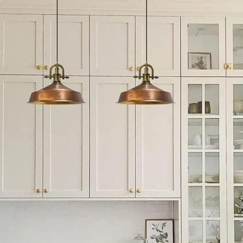 bamyum Asletl-Marine Lampe à Suspendre Industrielle, Abat-Jour de 41 cm, Lampes de Cuisine Modernes en Métal, Lampe à Suspendre E27 pour le Salon et la Salle à Manger, Couleur Cuivre