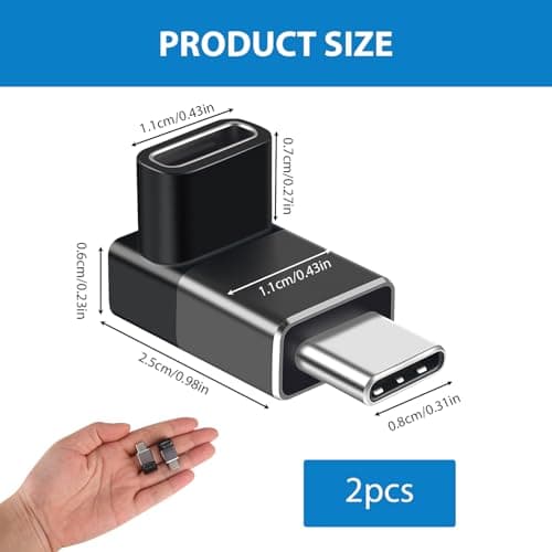 talNite 2 Pièces USB C 90 Degree Adaptateur,Prolongateur USB C Coudé Type-C 40gbps Mâle vers Femelle à Angle Droit,240w,Vidéo 8k @ 60hz Compatible pour Macbook,Ipad,Quest,Steam Deck,Macbook Pro