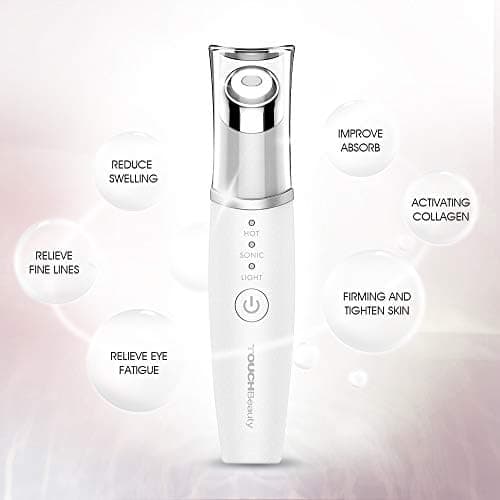 TOUCHBeauty Massage des Yeux Appareil, 3 en 1 Anti Age Masseur Oculaire Anti-âge Chauffant 40°C avec Vibration à Haute Fréquence et Lumière LED Rouge pour élimine les Rides Cernes et Poches AG-1980K