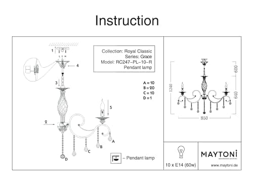 MAYTONI DECORATIVE LIGHTING Lustre Grace
