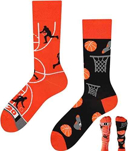TODO Colours Fantaisie Chaussettes Rigolotes Homme et Femme motif drôle et multicolore (43-46, Basketball)