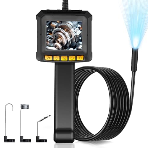 Endoscope Caméra d'inspection, Moman EOS1 Camera Endoscopique Industriel Écran IPS 2,4 Pouces 1080P HD Camera Inspection Canalisation Portatif Étanche IP67 avec 8 Lumières LED 5M Câble Semi Rigide