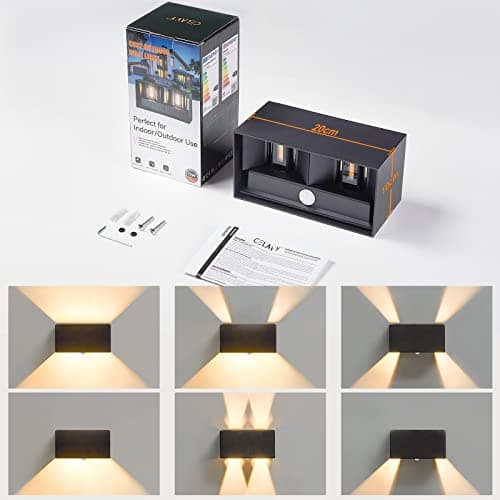 CELAVY LED Applique Murale Extérieur Intérieur avec Détecteur de Mouvement, IP65 Étanche Luminaire Extérieure, Moderne Lampe Mural 3000K, Réglable Éclairage Lumière d'Extérieur, Anthracite