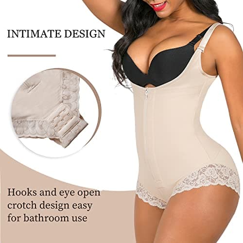 YIANNA Body Sculptant Femme Gainant Invisible Gaine Ventre Plat Amincissante Shapewear Bodysuit Fajas Colombianas Reductoras Corset Minceur Beige, 7200 Size M