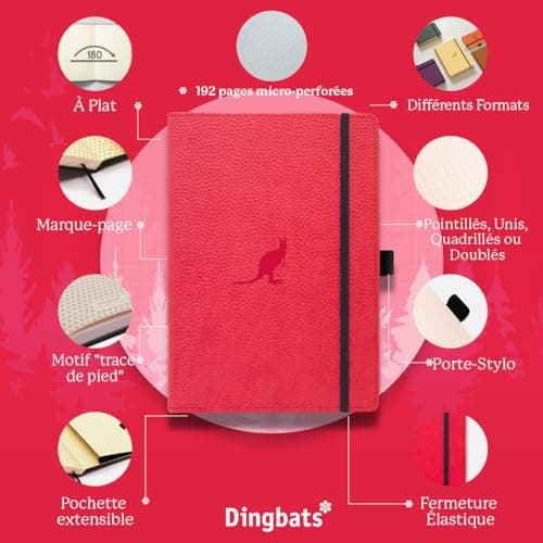 Dingbats - Carnet À Pointillés Pour Animaux Sauvages, Kangourou Rouge, A5 - Carnet À Couverture Rigide - Papier Crème 100 G/m2 Résistant À L'encre