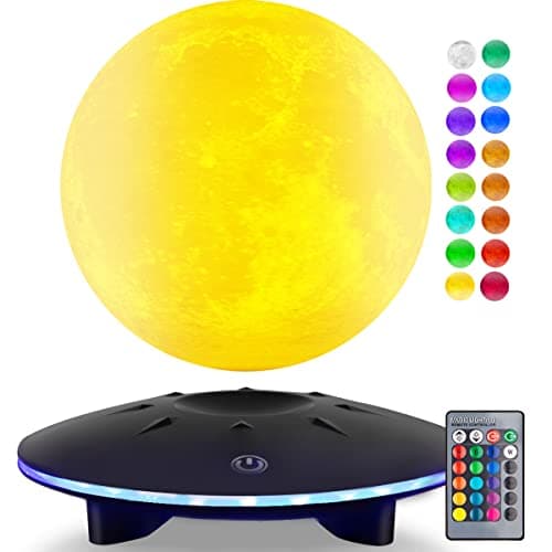 UVEHAS Lampe de lune en lévitation - Lampe de lune magnétique flottante et tournante à 16 couleurs LED, lévitation télécommandée, lampe de nuit de lune 3D pour la décoration de la maison et du bureau