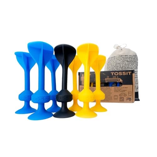 TOSSIT Jeu fléchette Ventouse, pétanque intérieur extérieur pour Sol et Mur, Silicone Puissant et Durable, Bleu Jaune