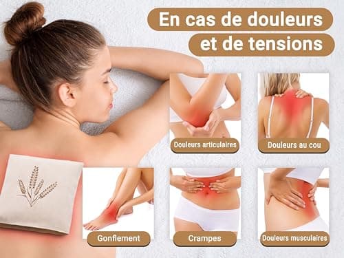 ZOLLNER Coussin chauffant pour micro-ondes - Grain de blé naturel - Bouillotte sèche - Housse lavable, 21x21 cm
