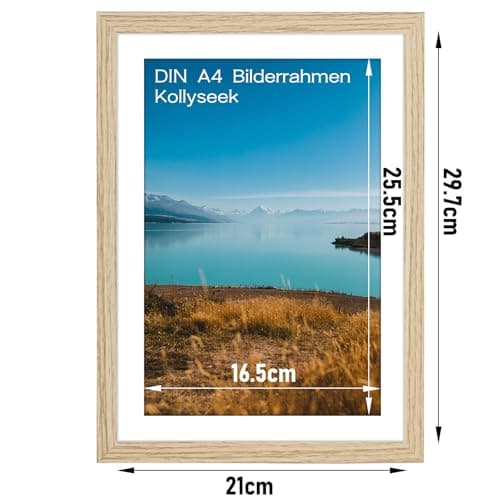 kollyseek Din A4 cadre photo (21 x 29,7 cm) en MDF et bois de verre acrylique cadre photo bois pour accrocher et mettre en place salon pour placer et accrocher bois cadre décoratif bois