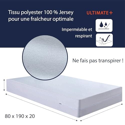 Twillie – Housse de Matelas Intégrale 80x190x20 cm Imperméable - Qualité Supérieure - Anti Punaise de lit – Oeko-TEX® Protège-Matelas Traitement AEGIS® Anti-acarien, bactérien – Alèse Fabriqué en EU