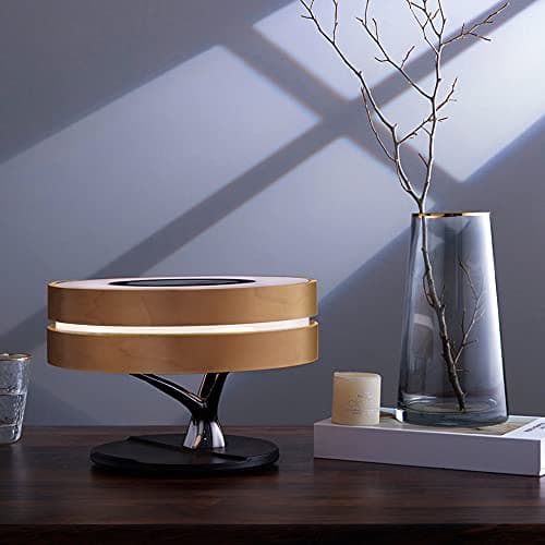 Silumen Lampe de Chevet Ronde Horizon avec Enceinte & Chargeur Sans fil - Dimmable Tactile