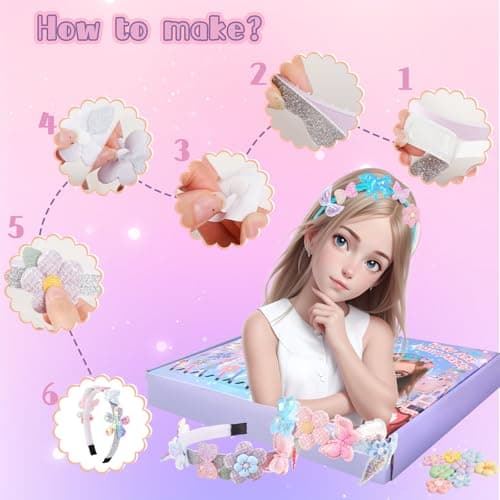 Calendrier de l'Avent 2024 Enfant Fille, Kit de Fabrication de Bandeaux pour Filles Accessoires de Cheveux DIY Enfant 6 Serre-tête Bricolage Cadeau d'anniversaire pour Fille Jouet pour Filles 5-12 Ans