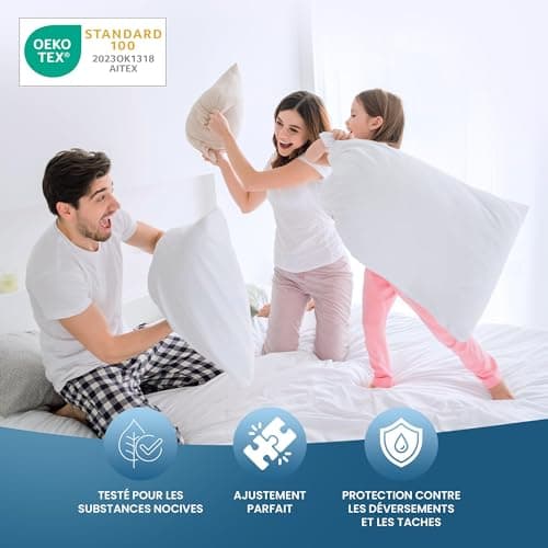 Utopia Bedding Protège Matelas 200 x 200 cm Imperméable, 4 Coins Elastiques, Certifié Oeko TEX, Alèse Drap Housse, Matelas Couvre, Respirant