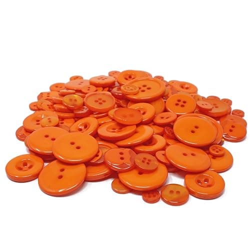 Special Touches Sachet de 100 g de boutons en acrylique et résine pour loisirs créatifs, Plastique, Orange, 7-20mm