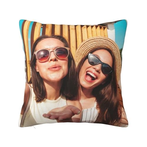 LMQJDZ Personnalisé HousseDe Coussin,Personnalisée Imprimée Recto-Verso Tout Texte Et Image.Cadeau pour Coussin Personnalisée pour Père, Maman, Enfants,Amis ou Amoureux