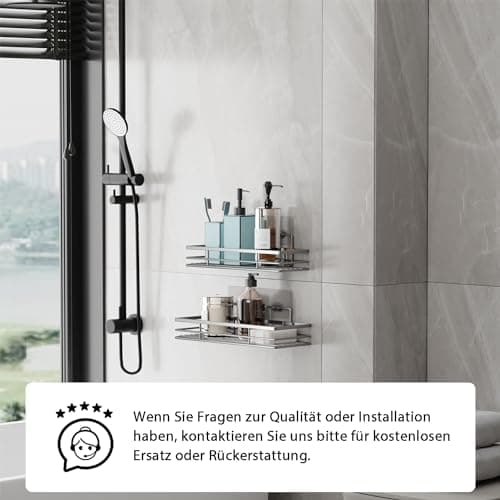saffruff Étagère Salle de Bain sans Percer,Lot de 2,Support Adhésive