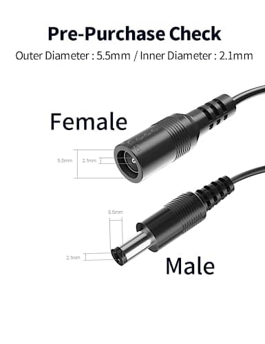 Lonnky Câble D'Extension 10 Mètre avec Prise Femelle 12V 5.5 mm x 2.1 mm, Compatible avec La Bande LED 12V (KSIPZE, Grovee), Caméra De Surveillance (TP-Link TAPO, Reolink)