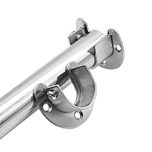 Douilles de Poteau de penderie en Acier Inoxydable, 2pcs Extrémité de Tige de penderie Robuste soutient Le Support de Tige de Bride avec vis, en Forme de U, Installation/Retrait Facile