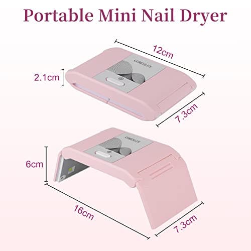 CORESLUX Mini Lampe UV Séchoir à Ongle Portable, 36 W Sèche-ongles Pliable avec Minuteur 60s/120s, Lampe UV Ongles Gel Shellac, Néon, Lampe UV Ongles Pour Tous les Gels (Rose)