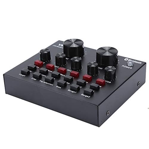 ASHATA Cartes Son externes, V8S Live Broadcast Sound Card Audio DJ Mixer, Mobile Phone USB Host Multifonction Portable Live Sound Card Computer for Karaoke Computer Live Recording