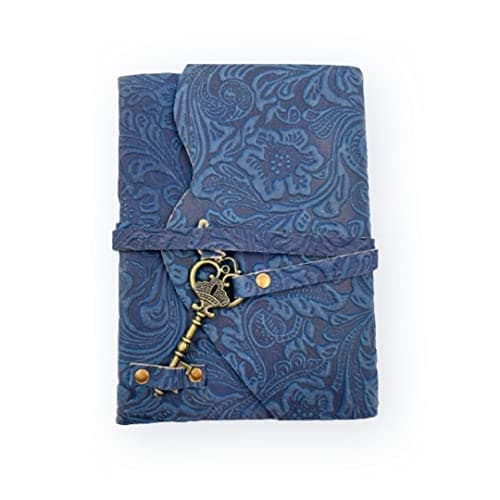 OVERDOSE Journal Antique À Fleurs Bleues Fabriqué À La Main Avec Fermeture À Clé Au Trésor – Carnet De Croquis, Scrapbooking, Écriture, Carnet De Notes - 5 X 7 Pouces | 12x17 Cm | A6