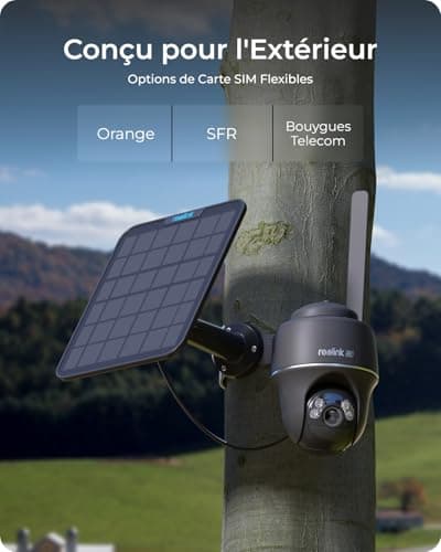 Reolink 4K/8MP LTE Camera Solaire, 4G Caméra Surveillance Extérieure sans Fil, Vision Nocturne Couleur, Détection Intelligente, Pan 355°& Tilt 140°, Go PT Ultra (Gris)+Panneau Solaire+Carte SD 32Go
