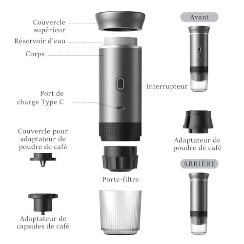Machine a Cafe Capsule Portable, Cafetières à Capsules de Voyage Pour Camping, Cafetière Machine a Cafe Capsule auto-chauffante Pour USB-C, Machine à Expresso électrique Portable