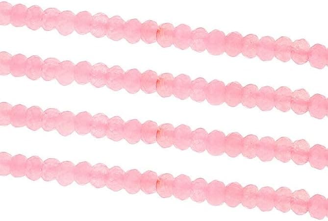Perlin Lot de 30 perles en agate à facettes - 4 mm - Rondelles - Pour bijoux - Petites perles de collier (rose)