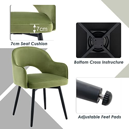 chairus Lot de 2 Chaises de Salle à Manger en Velours Moderne Fauteuil Rembourrée Chaise Pivotante à 360° pour Bureau Salon (Vert-2 (Velours))