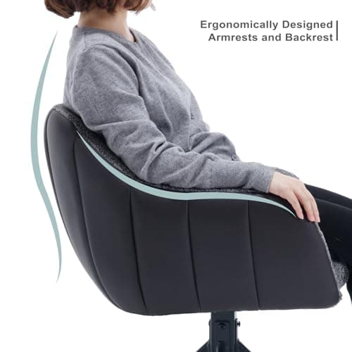 WOLTU Chaise Pivotante, Lot de 2, Chaise Salle à Manger, Chaise de Cuisine, Chaise Scandinave, Fauteuil, Siège Rembourré, Pieds en Métal, Chenille Gris Foncé + Simili Cuir Anthracite, EZS04dgr-2