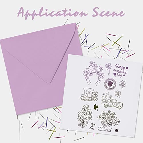 GLOBLELAND Tampon Transparents en Silicone Fleur Trèfle Mot Clear Timbre pour DIY Scrapbooking Album Photo Décorations Fabrication de Cartes