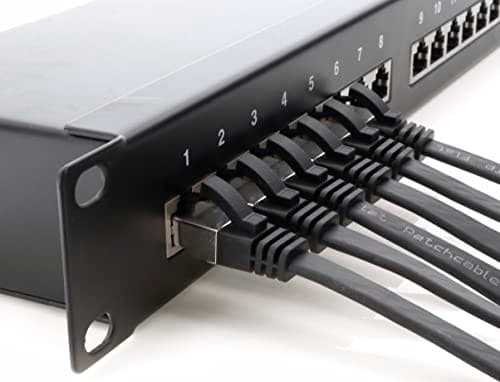 1aTTack.de 0,25 m Câble patch Cat 8 plat noir Câble réseau 40 Gigabit Câble Ethernet LAN 40 Gbits 2000 MHz Câble patch Câble Cat8 LSZH TPE PIMF Connecteur Rj45 10 pièces - 0,25 m