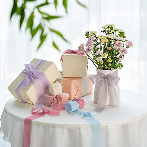 AOKSUNOVA Ruban Cadeau Large pour Mariage en Mousseline de Soie pour bricoler Champagne