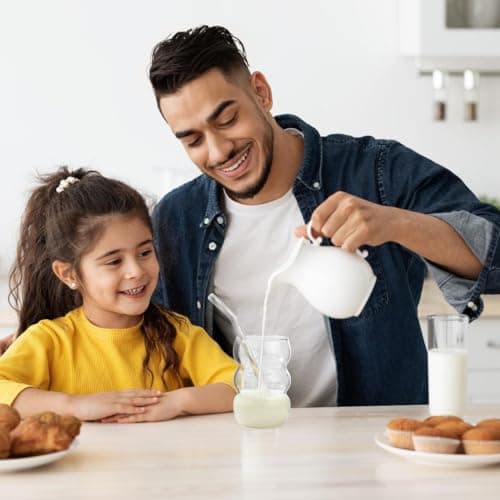 ALINK Bubble Gläs Lot de 4 verres à boire, nervurés, 550 ml, verres à latte macchiato, verres à café glacé, verres à cocktail