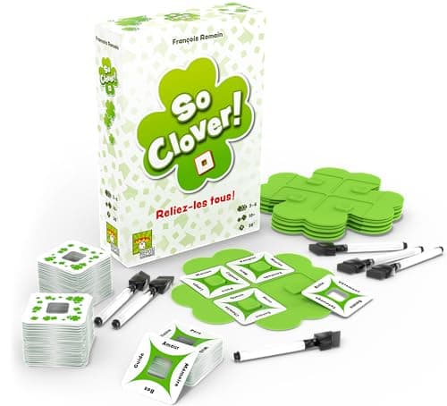 Asmodee - So Clover! Jeu d Association d'Idées - Jeu de Réflexion pour Adultes et Enfants dès 10 Ans - Reliez-Les Tous! - Jeu Société Coopératif - 3-6 Joueurs -30 Min- en Français - Repos Production