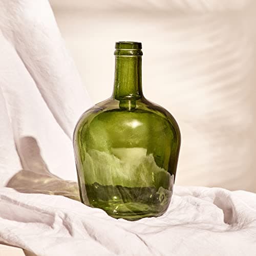 Pot en Verre Damajuana Artisanal 4L Lisa - Bouteille en Verre Style méditerranéen pour décoration de Maison comme Vase ou Vase (Vert Olive)