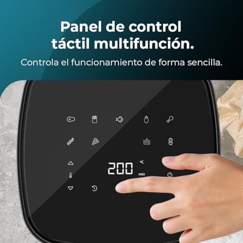 Cecotec Friteuse Sans Huile Cecofry Fantastik 5500. AirFryer de 5,5 L,1500W, PerfectCook, 9 Modes de Cuisson, Tactile, Réglable 80-200oC, Cuisson 60 min, Protection contre la Surchauffe.