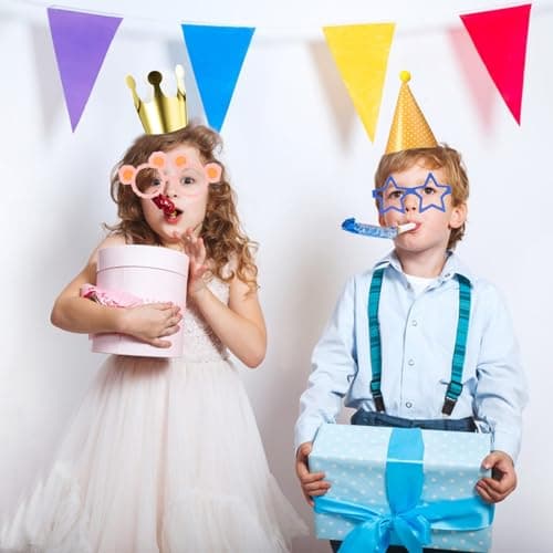 Kit Chapeau Anniversaire Enfant, 33 Pièces Chapeau de Couronne D'anniversaire con Sifflet Colorées et Lunettes de Fête, Chapeau de Fête d'anniversaire en Papier Pour Adultes Enfant