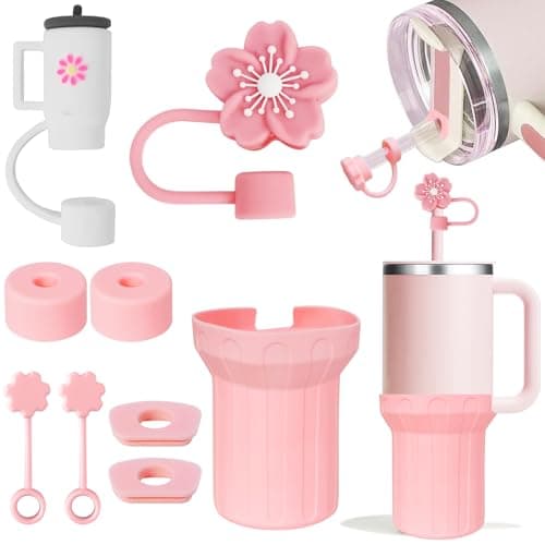 MirraSwit Cup Lot de 6 Bouchons en Silicone Anti-Fuite, 2 Couvercles en Paille pour Pailles de 9-10 mm, 1 Coque en Silicone pour Gobelets, Tasses non Incluses pour Cup