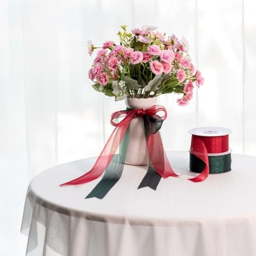 CHUQING Ruban cadeau en mousseline de soie rouge foncé - 3,8 cm de large - Ruban en mousseline de soie pour fleurs et décoration artisanale - Rouleau de 25 yards - Bordeaux
