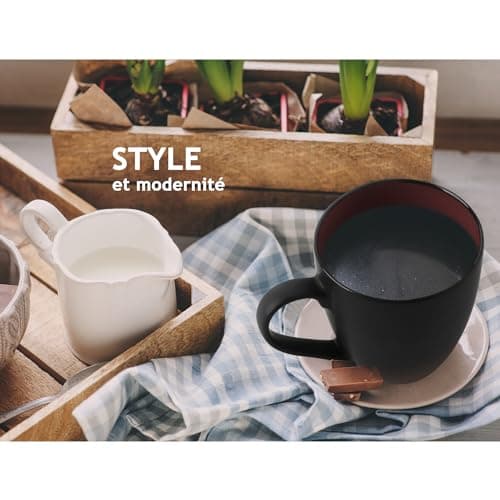 MIAMIO - 6 x 350 ml Tasse à café en grès/Ensemble de tasses Le Papillon Collection (Noir-Multicolore)