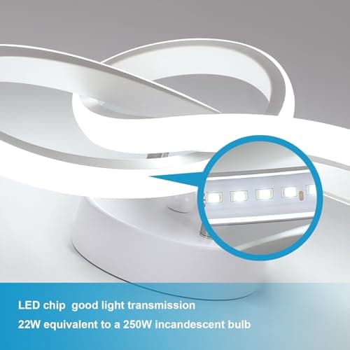 Osairous Plafonnier LED Moderne, 22W 2500LM Lampe de Plafond Blanc Chambre, Luminaire Plafonnier Cuisine en Aluminium pour Balcon Salon Couloir, Blanc Froid 6500K, Dia 25cm