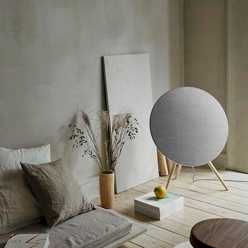 Bang & Olufsen Beosound A9 (5ème Génération) - Enceinte Design Emblématique de Luxe Puissante Bluetooth et WiFi Connectée avec Pieds en Bois - Natural Aluminium